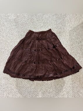 Madrid Vintage Boho 100% Cotton Crinkle Cottagecore Tiered A-line Midi Skirt